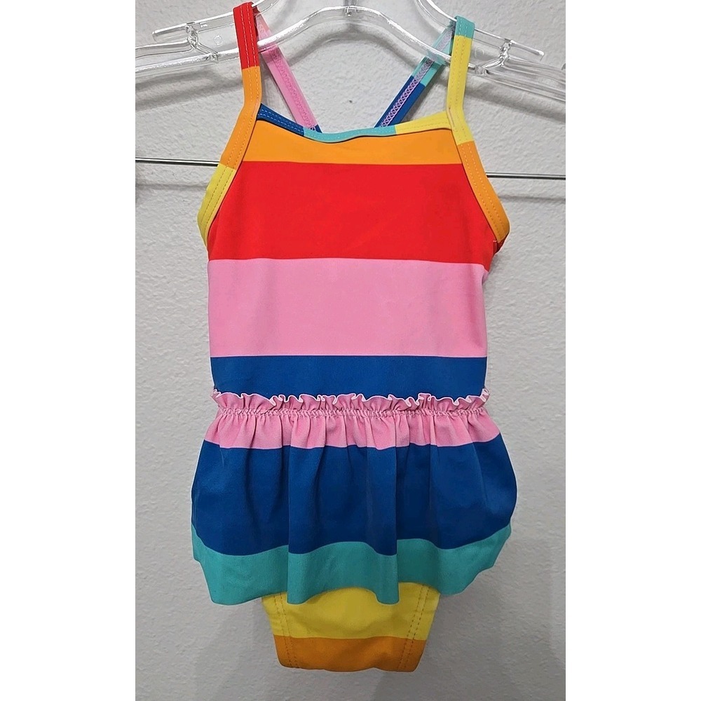 Hanna Andersson swimsuit,‎ rainbow stripe ruffle  GIRLS SIZE 6-12 MONTH